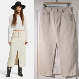 NWT Brixton | Ryder Denim Midi Skirt In Whitecap